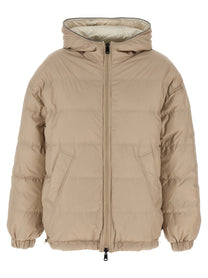 Brunello Cucinelli Laminated Reversible Down Jacket Beige
