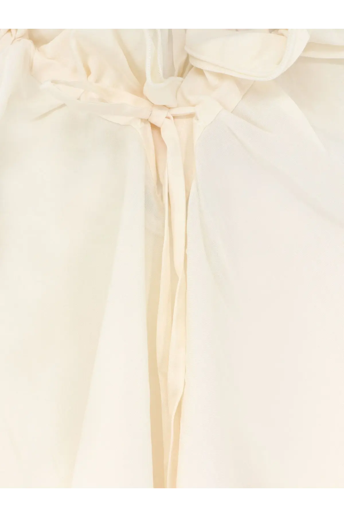 Lamrons women’s white modal and silk blend top with soft cream lightweight fabric and delicate tied waistband