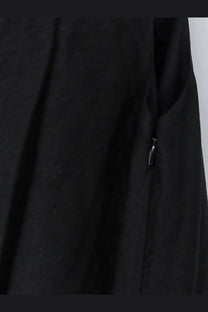 Lamrons womens black dress in viscose and lyocell blend with subtle textured fabric and small metallic zipper pull