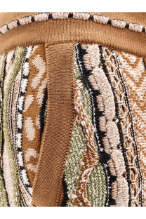 Laneus men’s cotton blend bermuda shorts in brown featuring a textured knit patchwork design with earthy tones