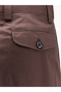 Laneus men’s cotton blend brown chino pants with a dark gray button on the front pocket