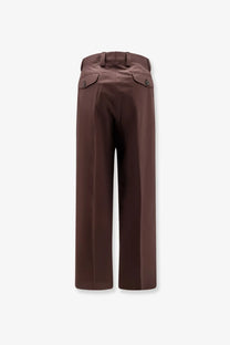 Laneus men’s cotton blend brown wide-leg trousers with sleek tailored fit and subtle pleats at the back view