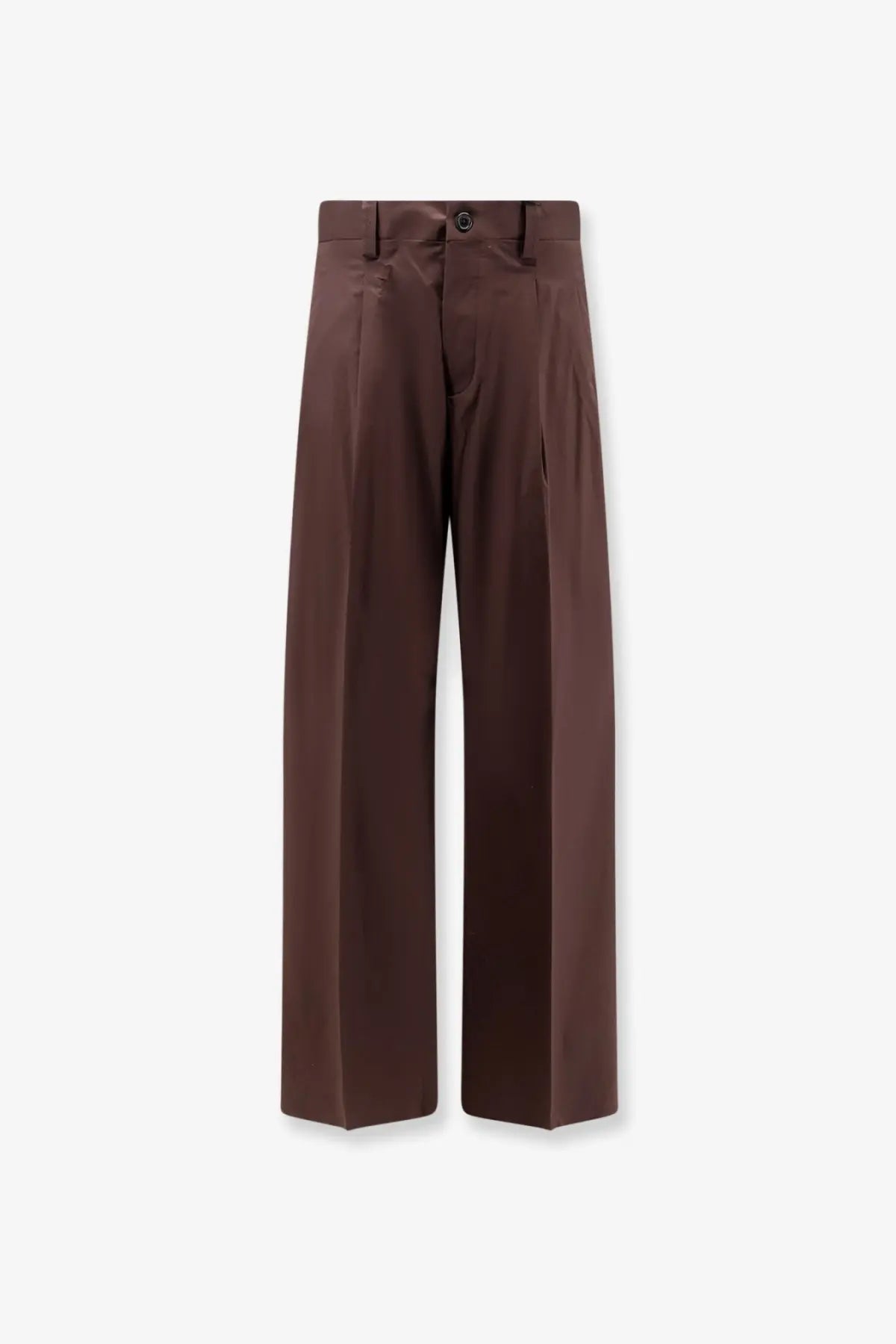 Laneus men’s brown cotton blend wide-leg trousers with tailored fit and subtle front pleats