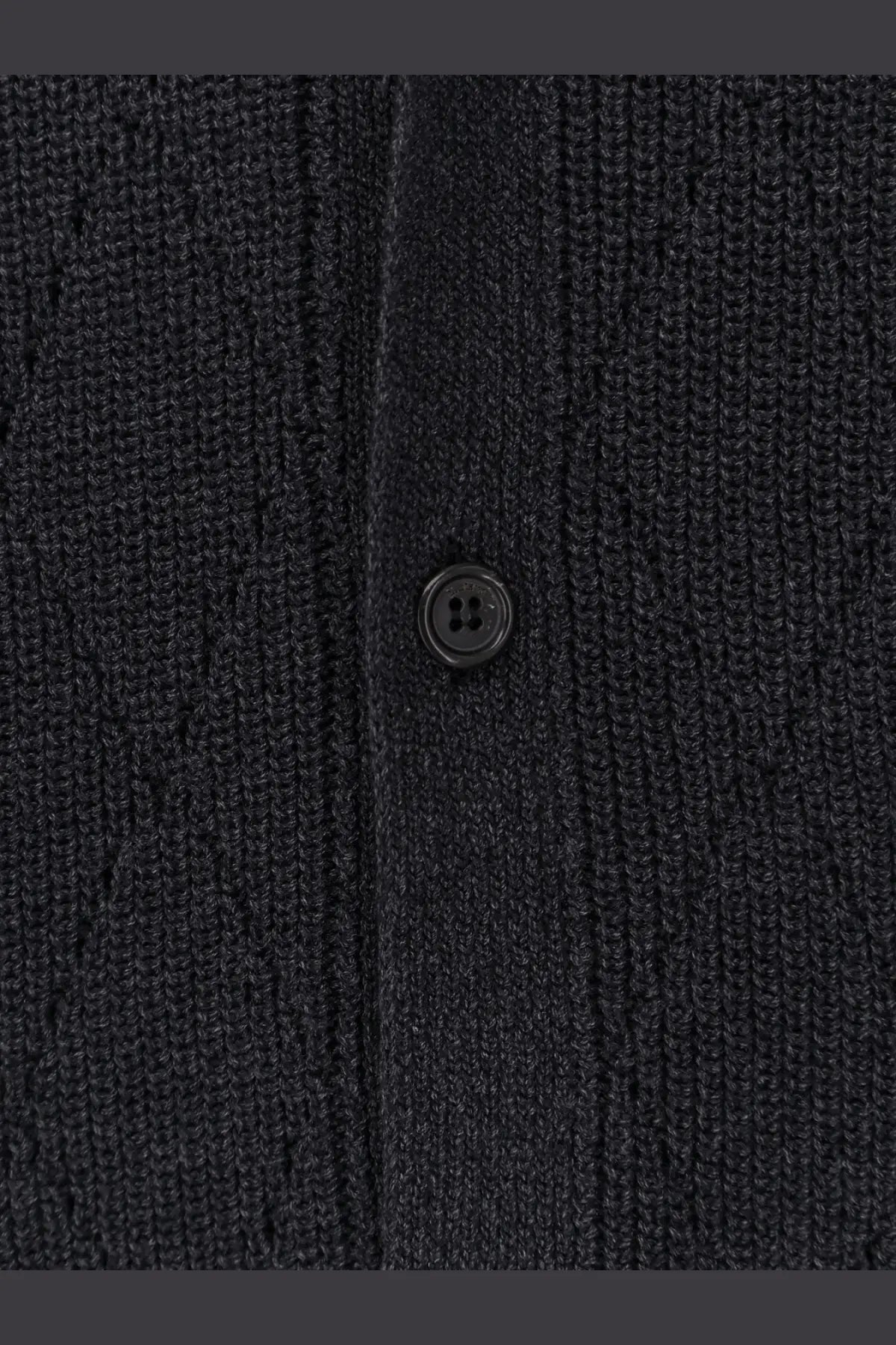 Laneus men’s black cotton shirt featuring a black knitted cardigan with a single black button detail