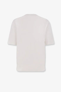 Laneus men’s cotton sweater white off-white short-sleeved t-shirt showing the clean unadorned back side