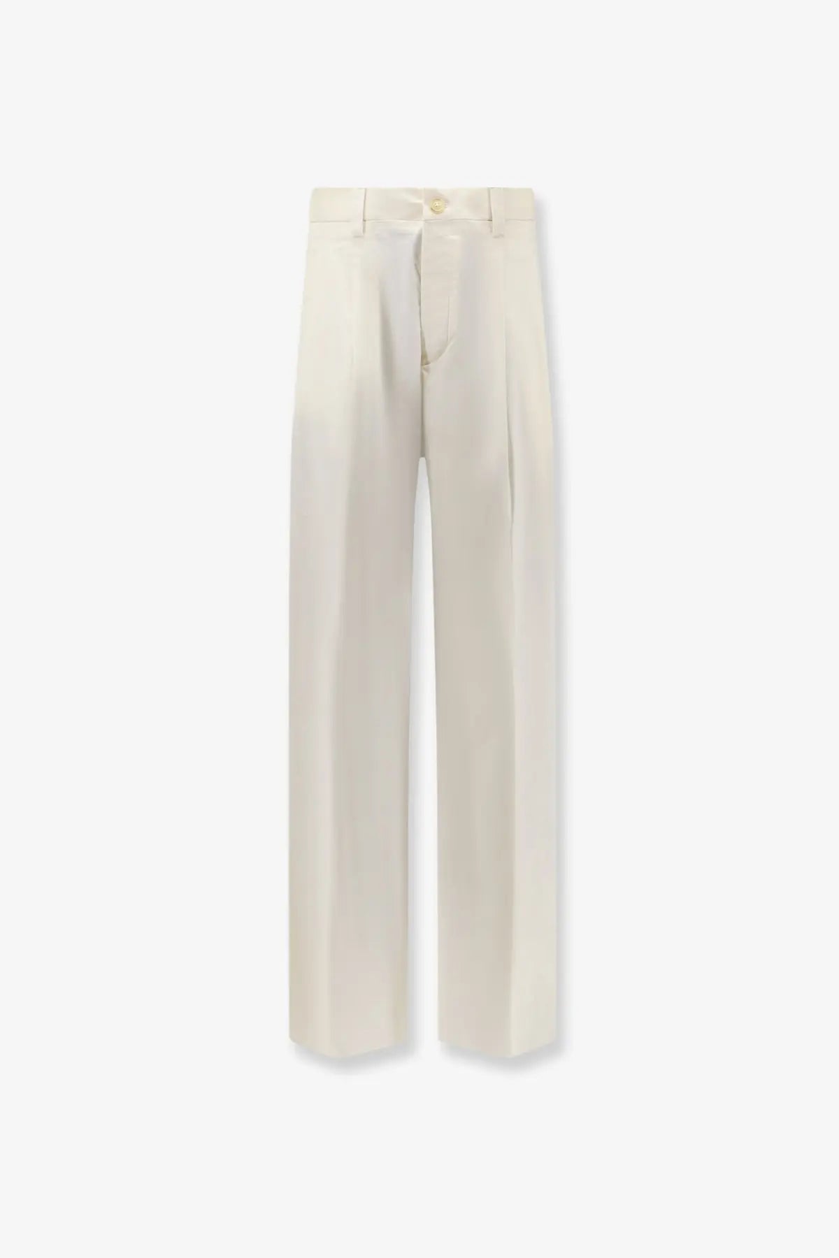 Laneus men’s stretch cotton trousers white cream wide-leg with tailored design and subtle front pleats