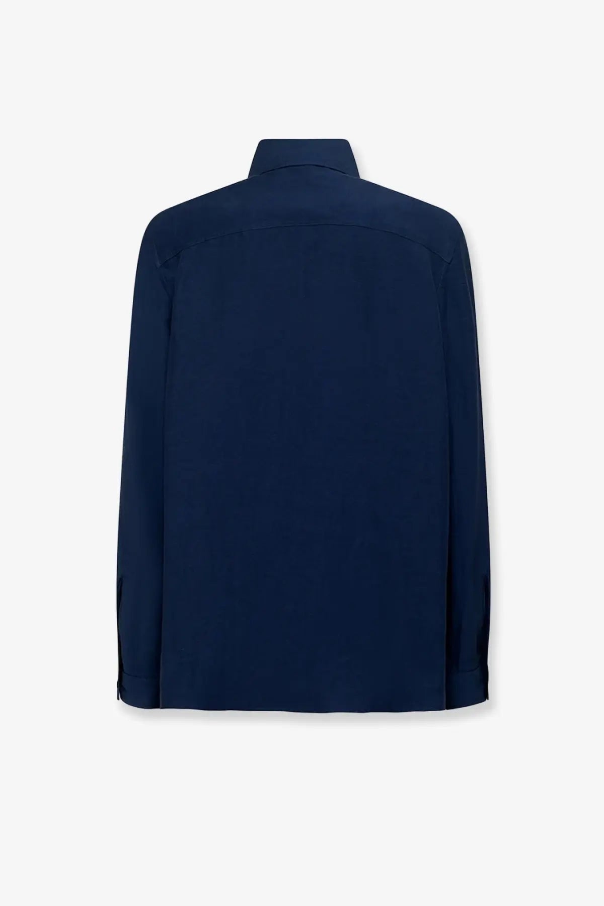 Laneus men’s viscose and linen navy blue dress shirt with a sleek tailored fit and subtle stitching details