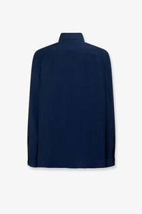 Laneus men’s viscose and linen navy blue dress shirt with a sleek tailored fit and subtle stitching details