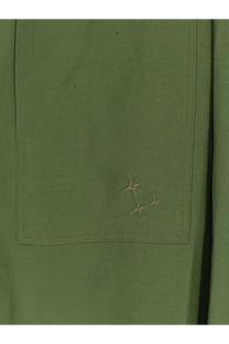 Olive green viscose and linen shirt pocket with subtle embroidered star design in laneus mens shirt