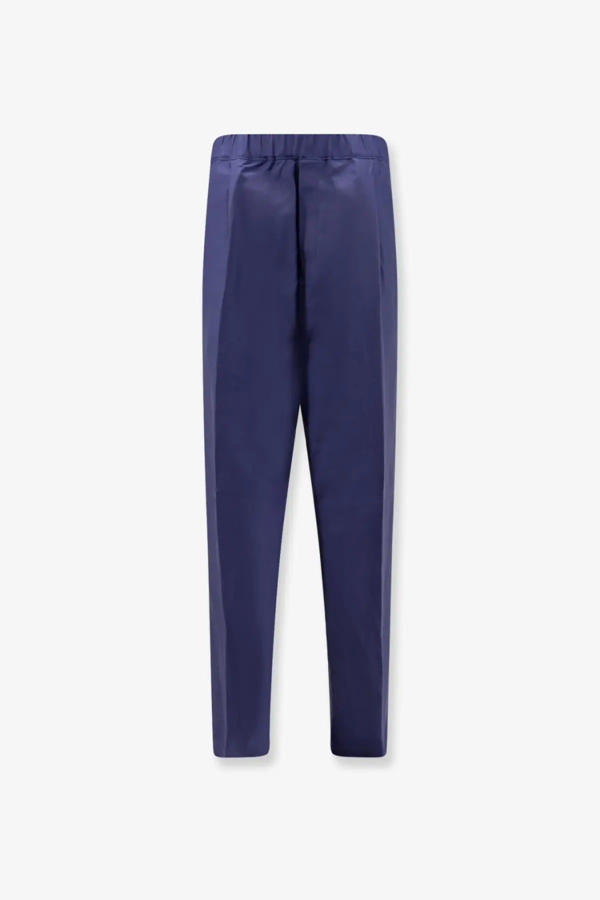 Laneus men’s navy blue satin trousers with elastic waistband made from viscose and linen for comfortable wear