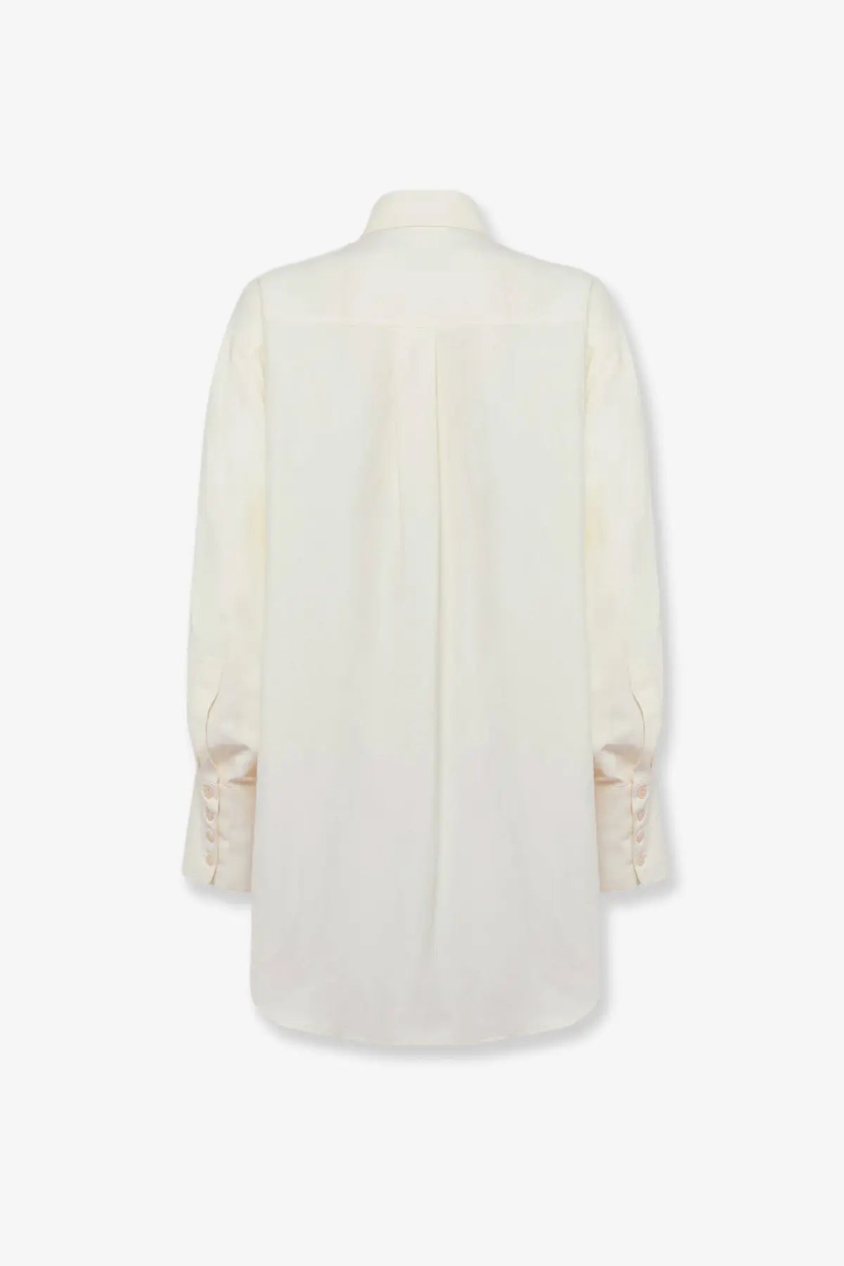Laneus women’s over viscose and linen cream blouse with classic collar and lace-up cuffs long sleeves
