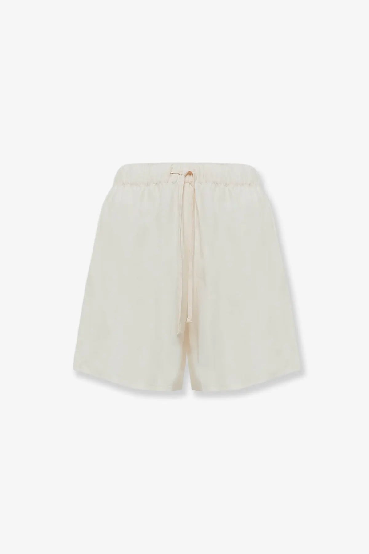 Laneus women’s cream-colored lightweight silk blend bermuda shorts with drawstring waistband in viscose and linen blend