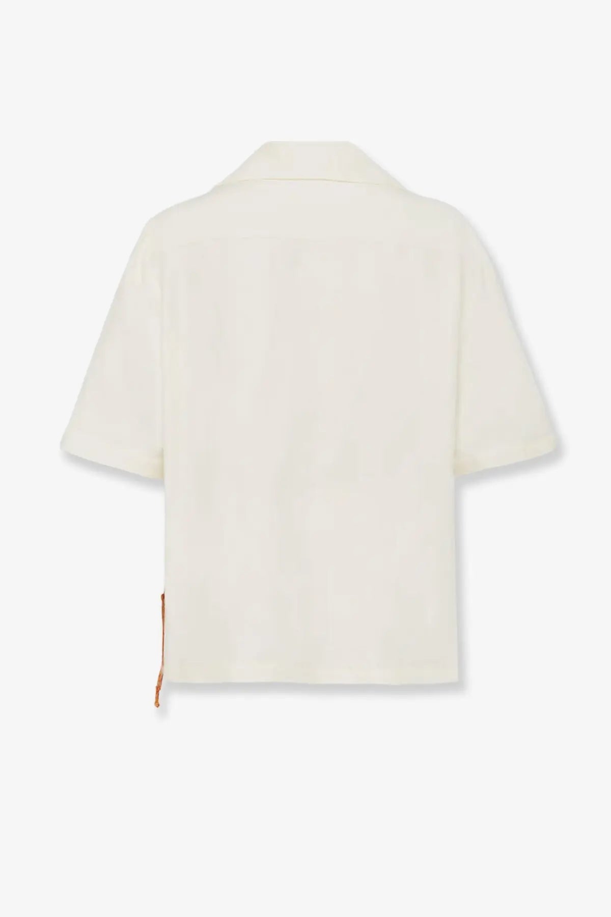 Laneus women’s cream-colored short-sleeved shirt with collar made of viscose and linen blend fabric