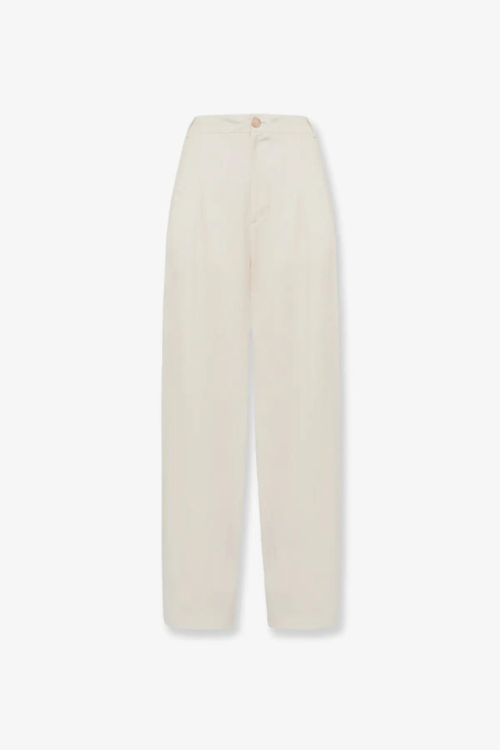 Laneus women’s cream viscose and linen wide-leg trousers with sleek minimalist design and subtle stitching details