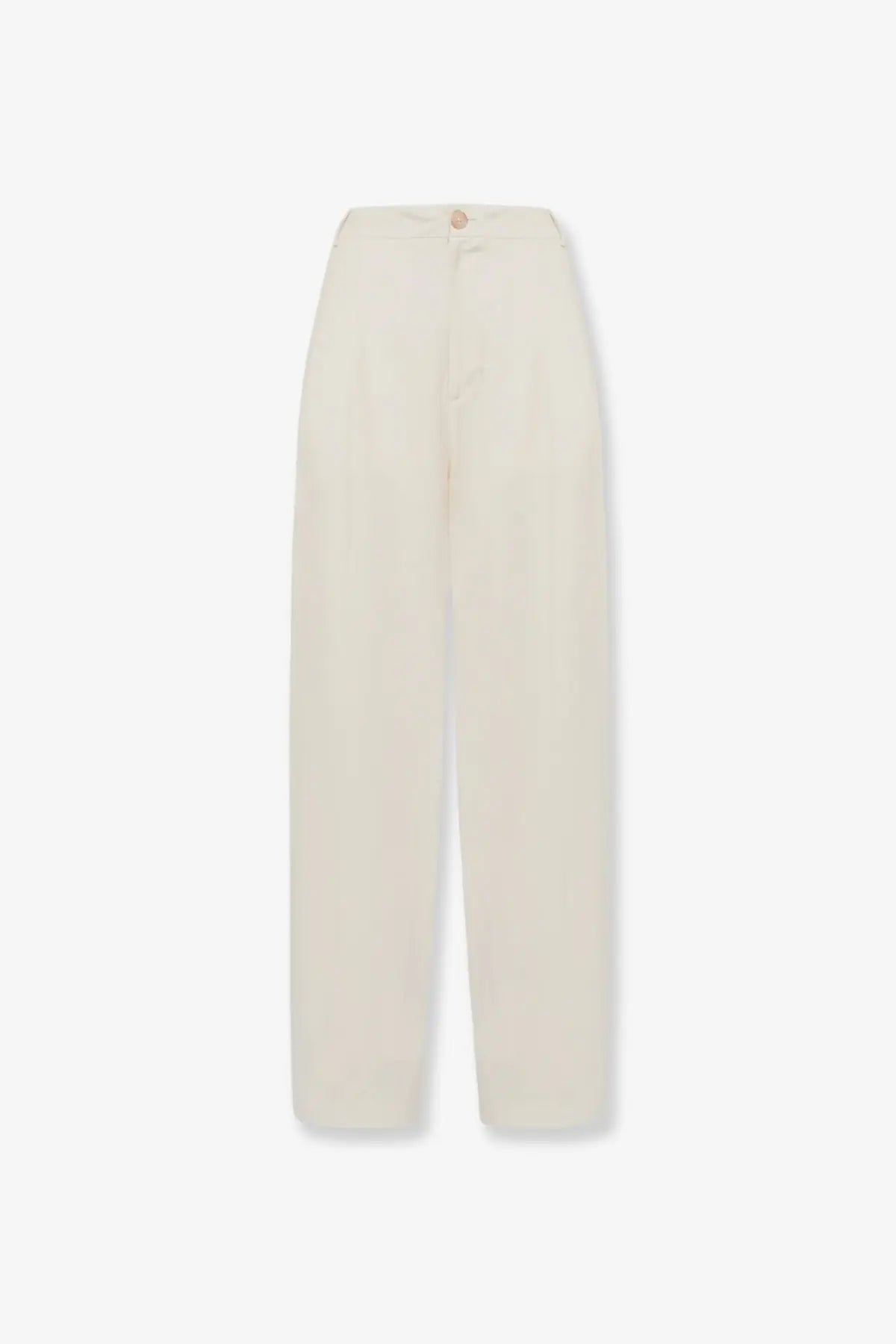 Laneus women’s cream viscose and linen wide-leg trousers with sleek minimalist design and subtle stitching details