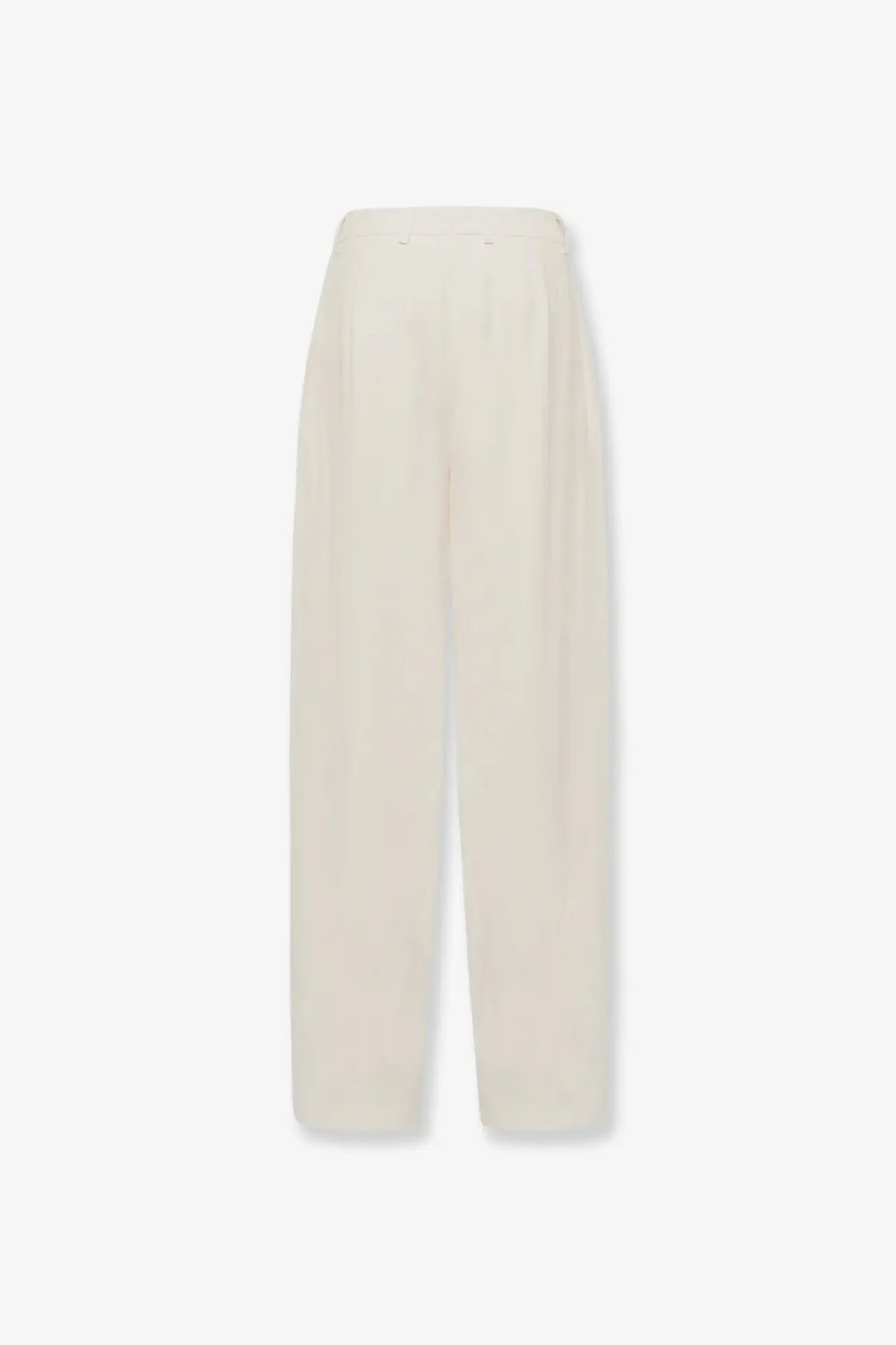 Laneus women’s cream-colored viscose and linen wide-leg trousers with smooth flowing fabric and subtle waist pleats