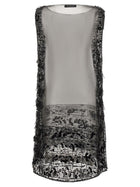LANVIN Embroidered Silk Tunic Dress Black, view 2