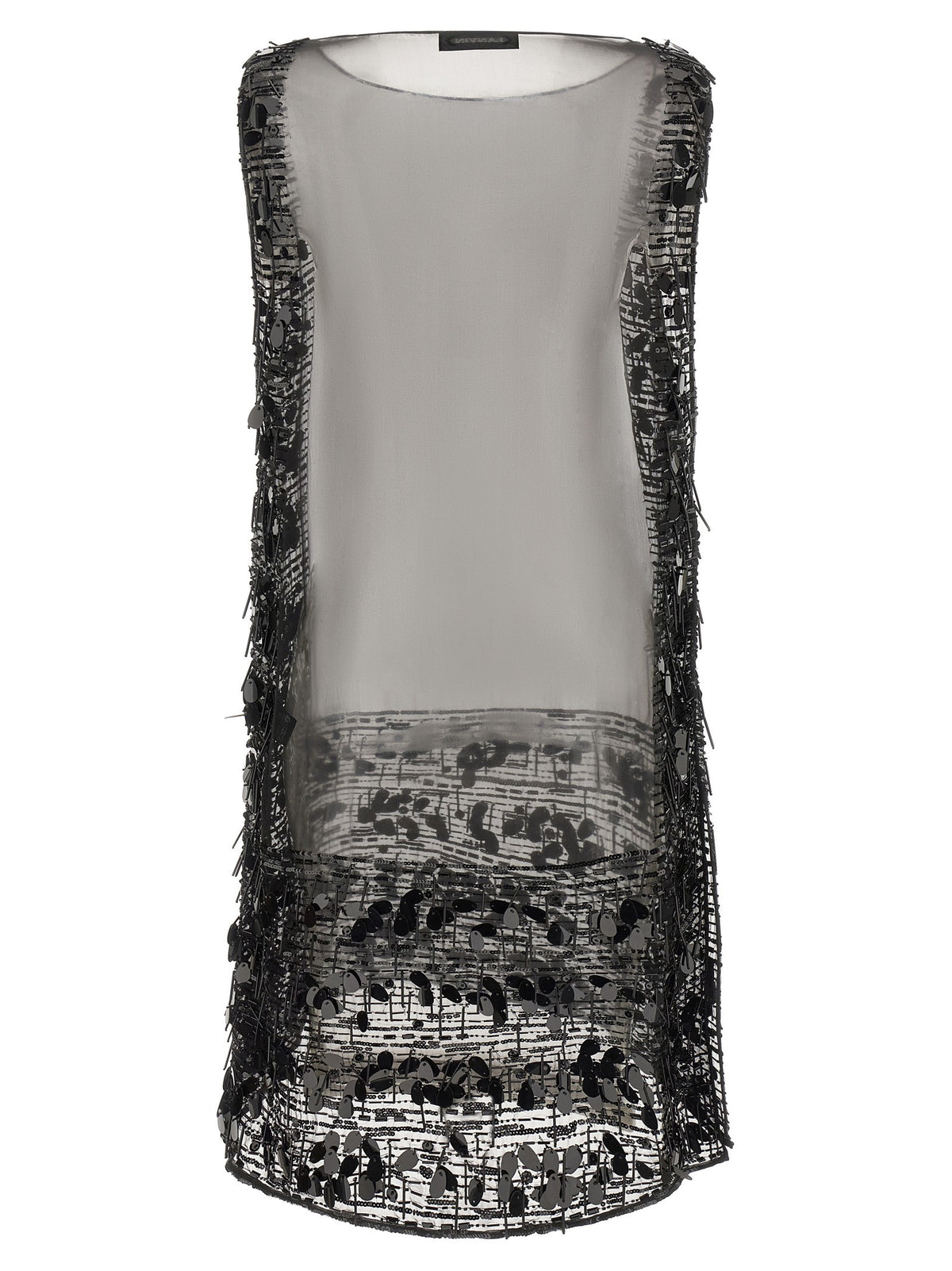 LANVIN Embroidered Silk Tunic Dress Black, view 2