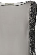 LANVIN Embroidered Silk Tunic Dress Black, view 3