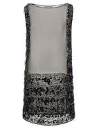 LANVIN Embroidered Silk Tunic Dress Black