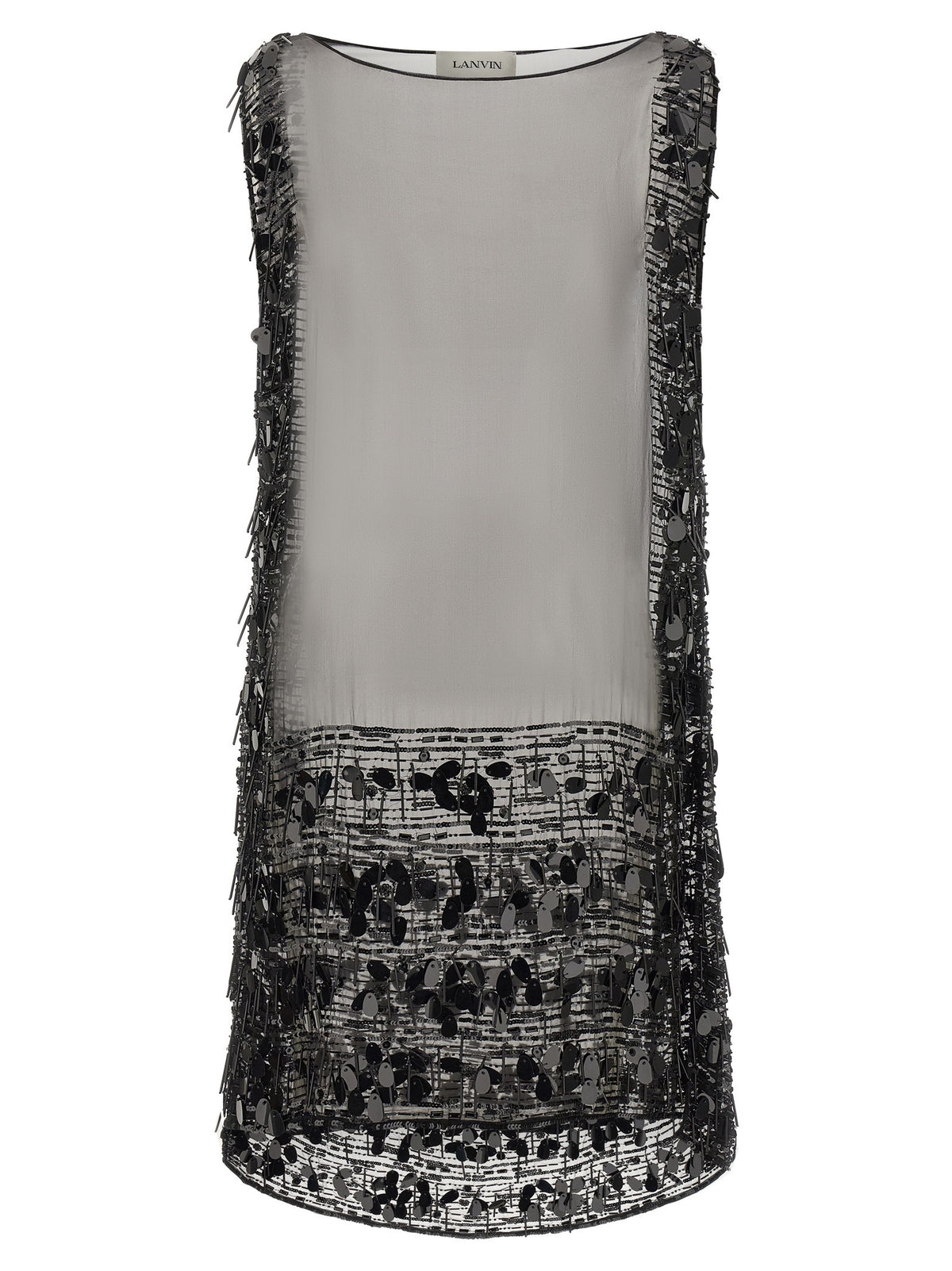LANVIN Embroidered Silk Tunic Dress Black