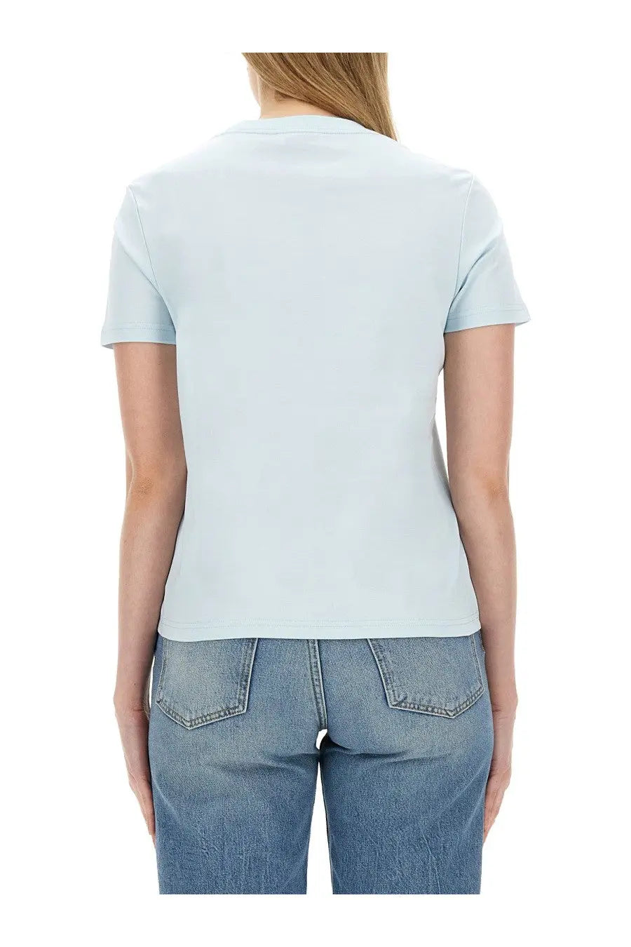 Lanvin women’s light blue short-sleeved cotton t-shirt with a simple crew neck design for casual wear