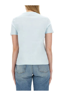 Lanvin women’s light blue short-sleeved cotton t-shirt with a simple crew neck design for casual wear