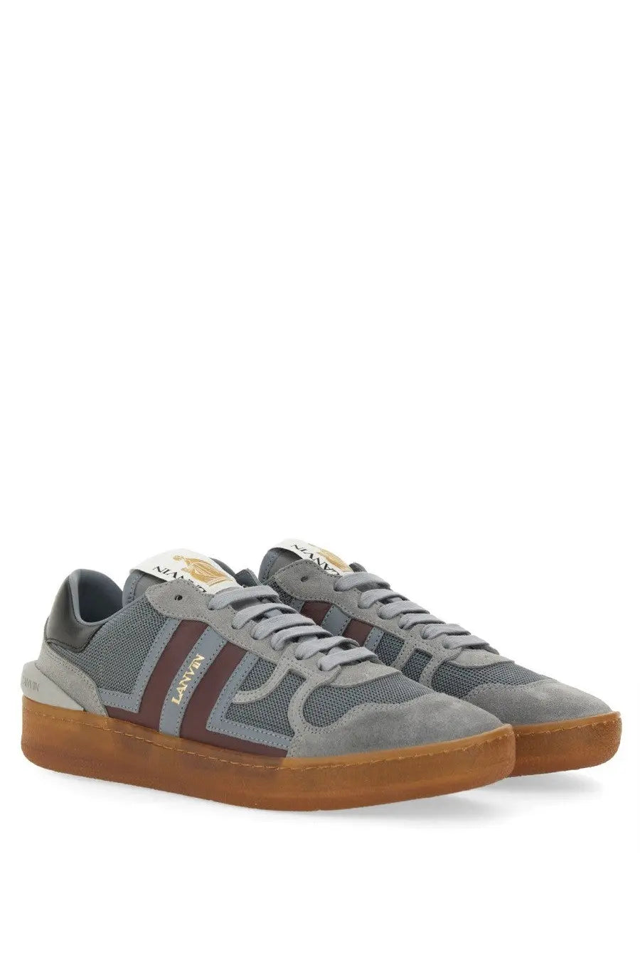 LANVIN Women's Suede and Nappa Leather Sneaker Grey, view 3