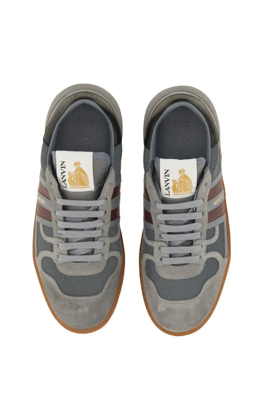 LANVIN Women's Suede and Nappa Leather Sneaker Grey, view 2