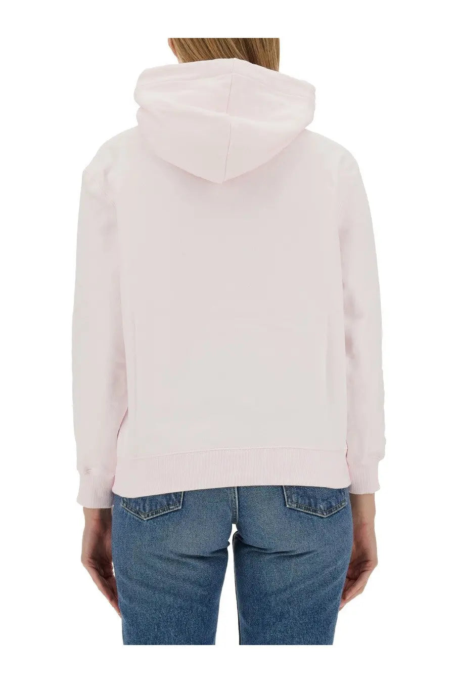 Lanvin women’s soft pink hooded sweatshirt with relaxed fit and ribbed cuffs for casual wear