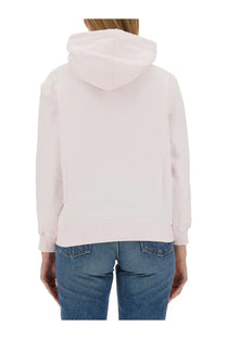 Lanvin women’s soft pink hooded sweatshirt with relaxed fit and ribbed cuffs for casual wear