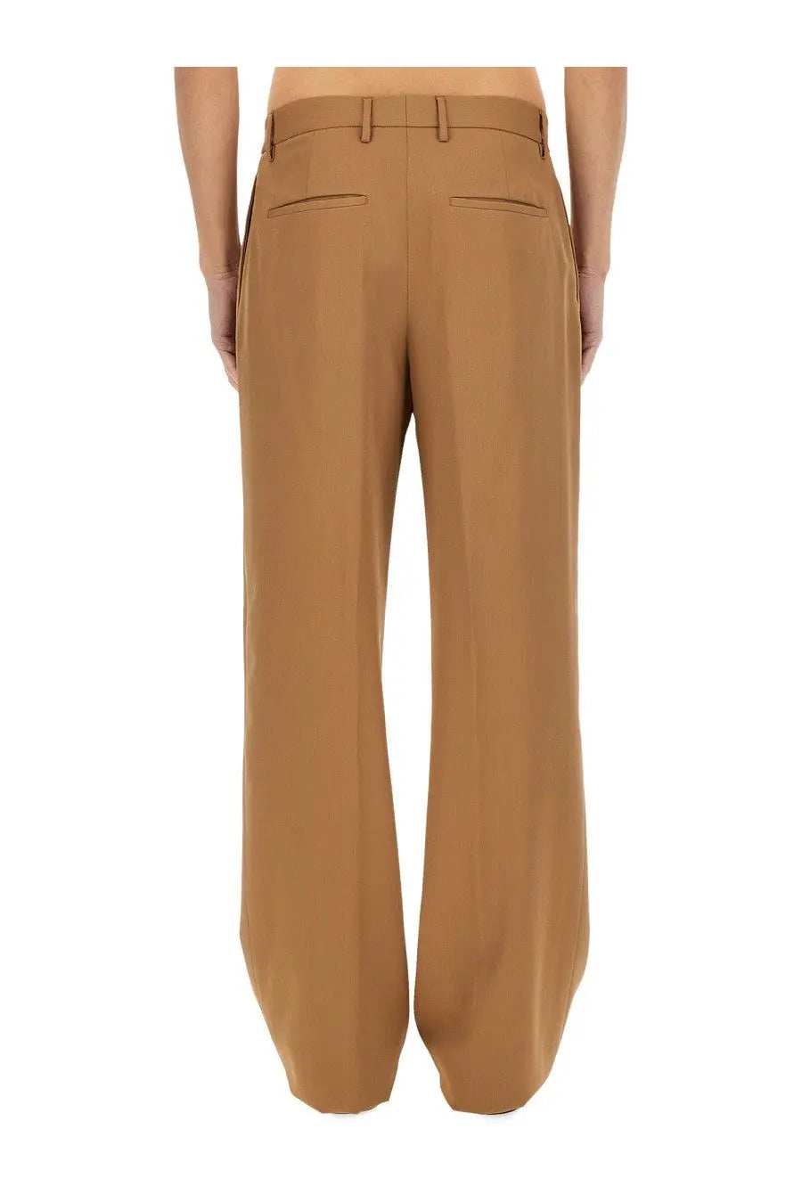 Lardini men’s wool pants beige with tan wide-leg tailored fit and subtle front pockets