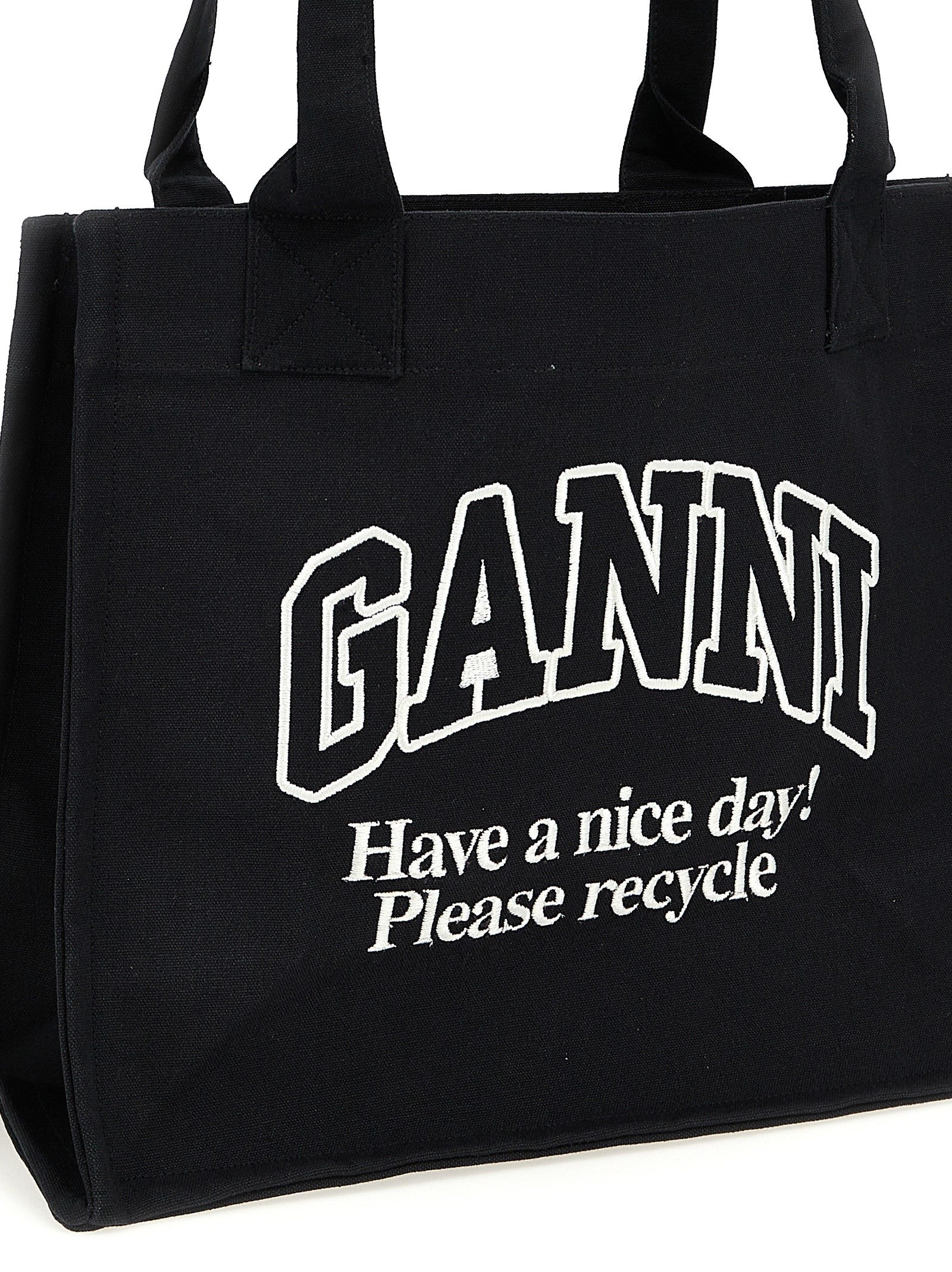 Ganni Large Easy Shopper Contrasted Shopping Bag White