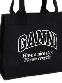 Ganni Large Easy Shopper Contrasted Shopping Bag White