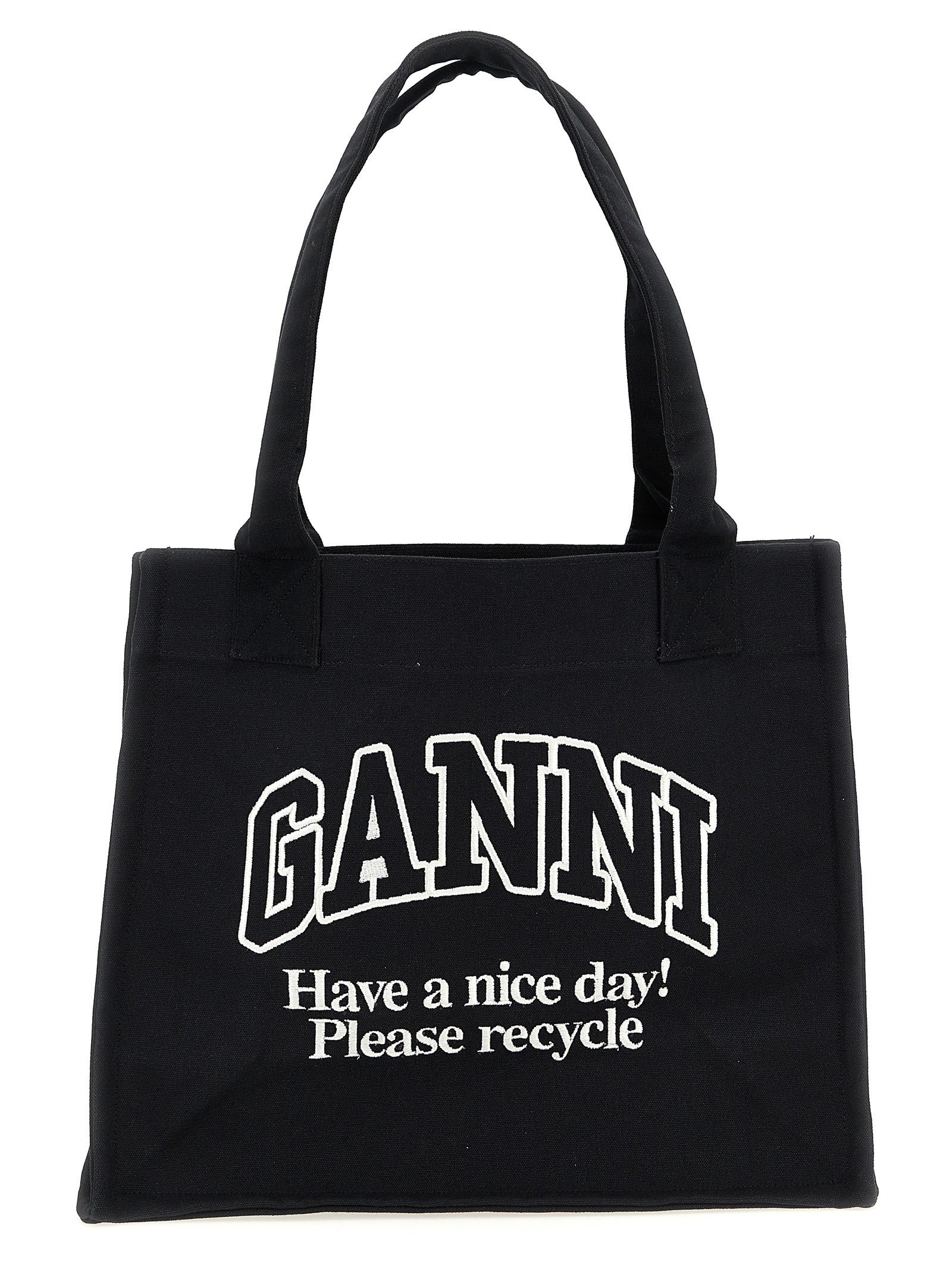 Ganni Large Easy Shopper Contrasted Shopping Bag White