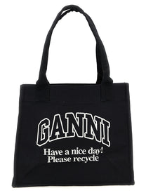 Ganni Large Easy Shopper Contrasted Shopping Bag White