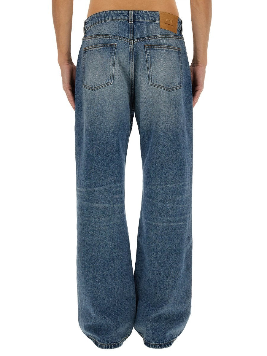 Ami Paris Men's Jeans Large Fit Blue