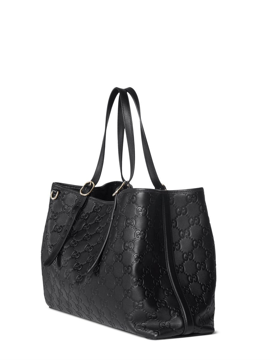 Gucci Women's Large GG Emblem Shopping Bag Black