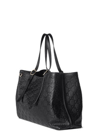 Gucci Women's Large GG Emblem Shopping Bag Black