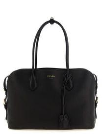 PRADA Large Leather Shopping Bag Black