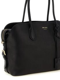 PRADA Large Leather Shopping Bag Black