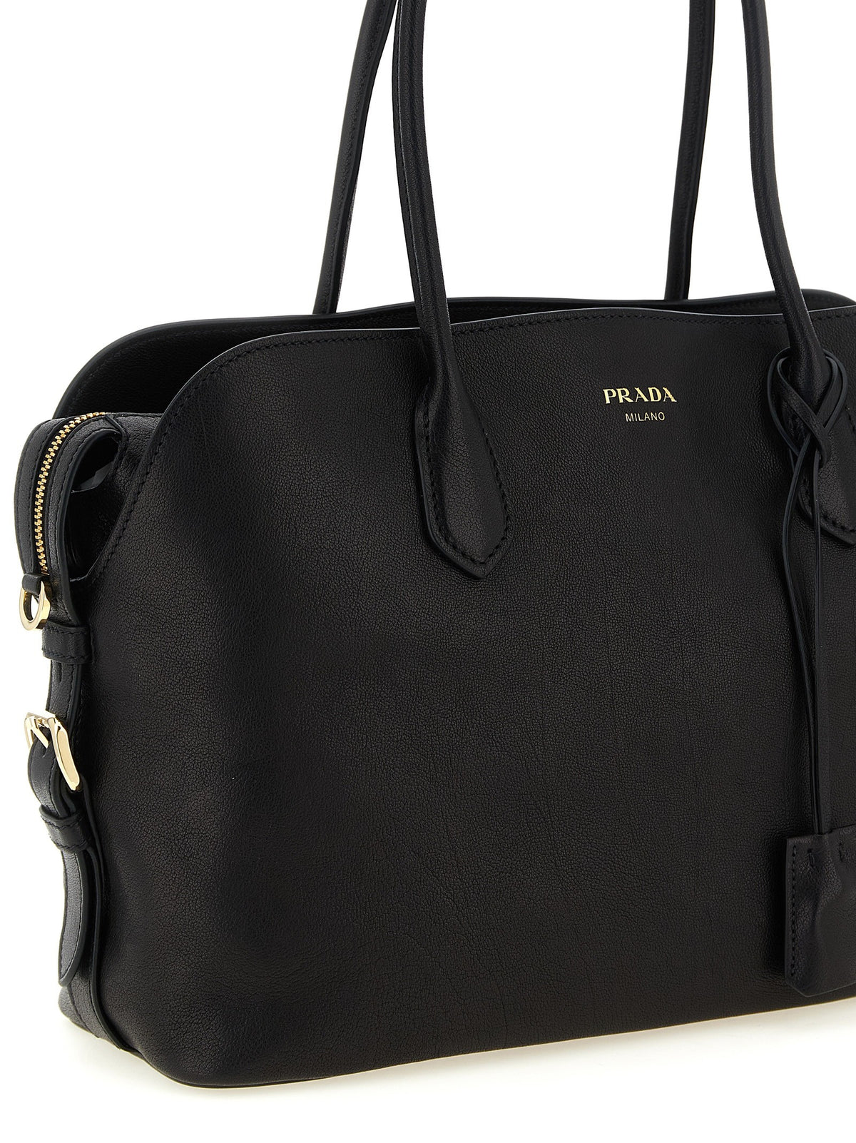 PRADA Large Leather Shopping Bag Black, view 3