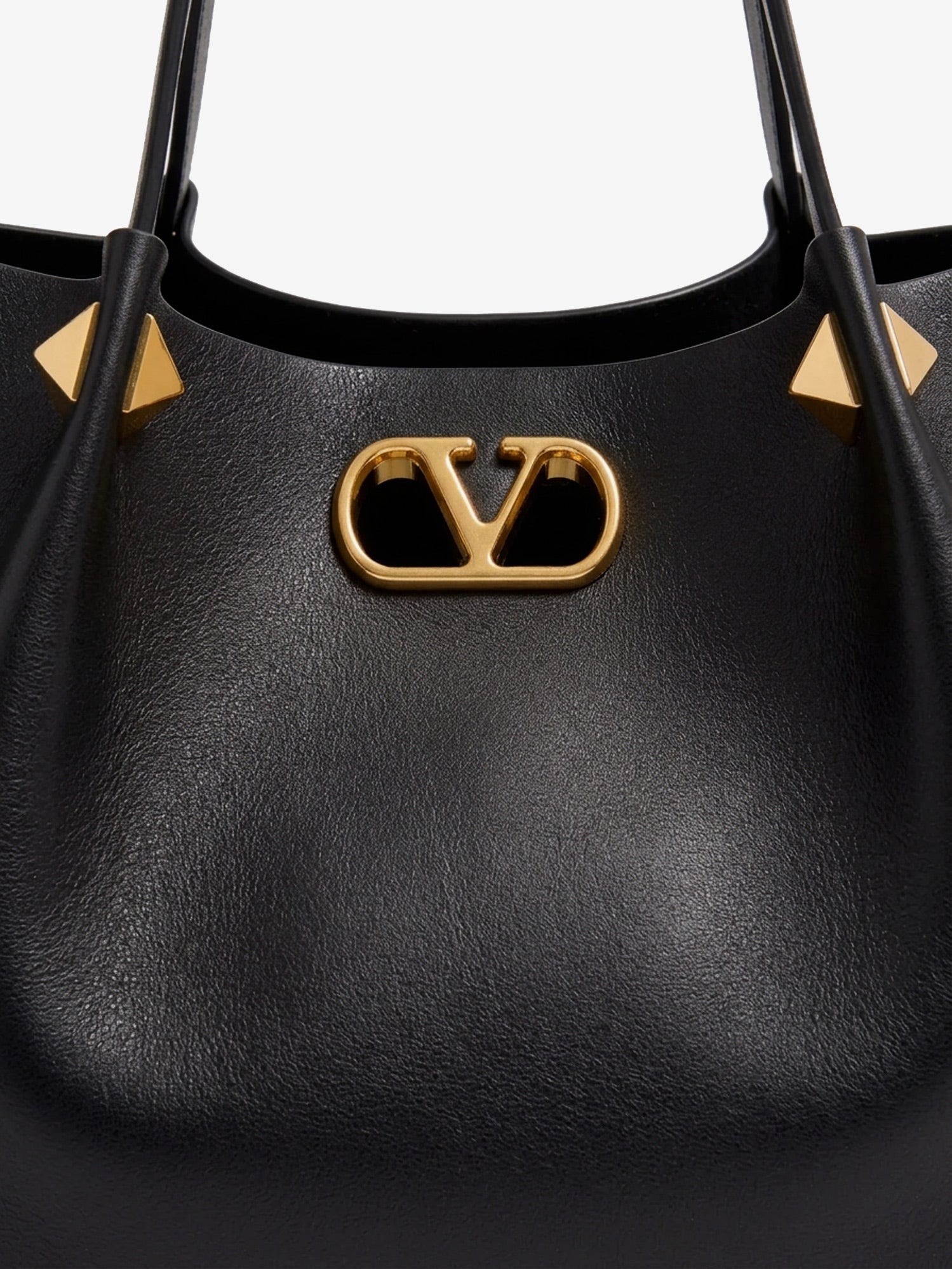Valentino Women's Large Vlogo Signature Leather Tote Bag Black