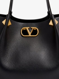 Valentino Women's Large Vlogo Signature Leather Tote Bag Black