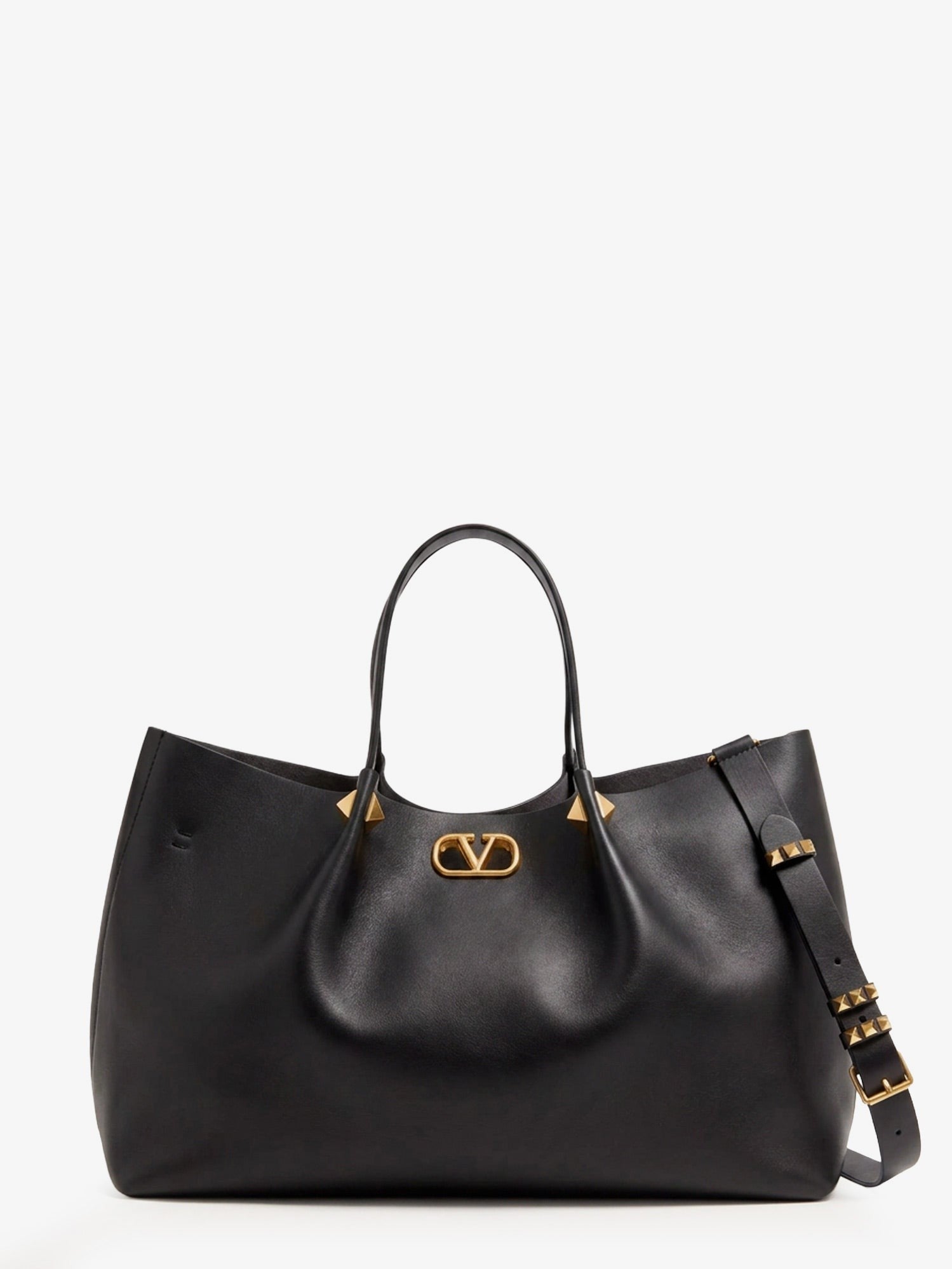 Valentino Women's Large Vlogo Signature Leather Tote Bag Black