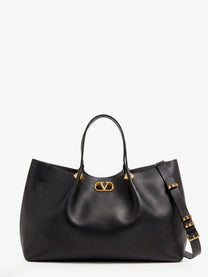 Valentino Women's Large Vlogo Signature Leather Tote Bag Black