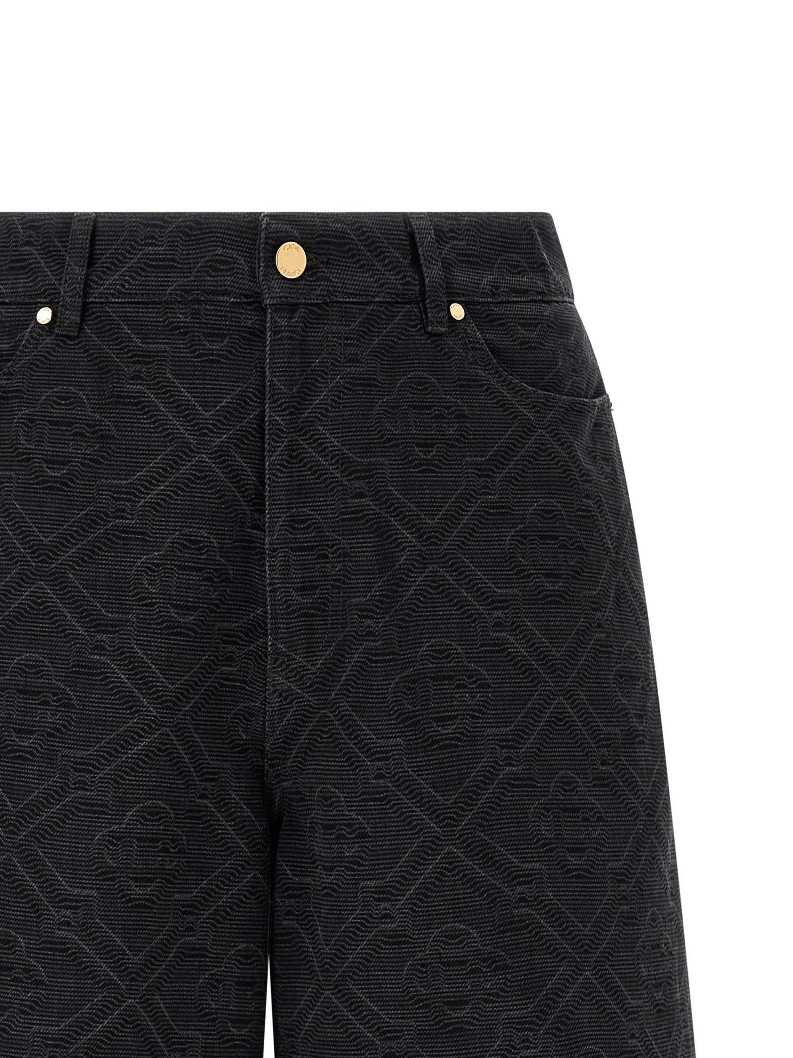 Casablanca Laser Monogram Denim Bermuda Shorts Black
