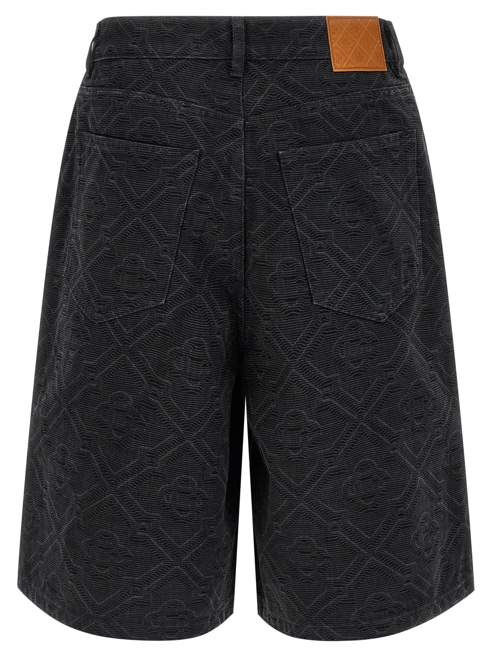 Casablanca Laser Monogram Denim Bermuda Shorts Black