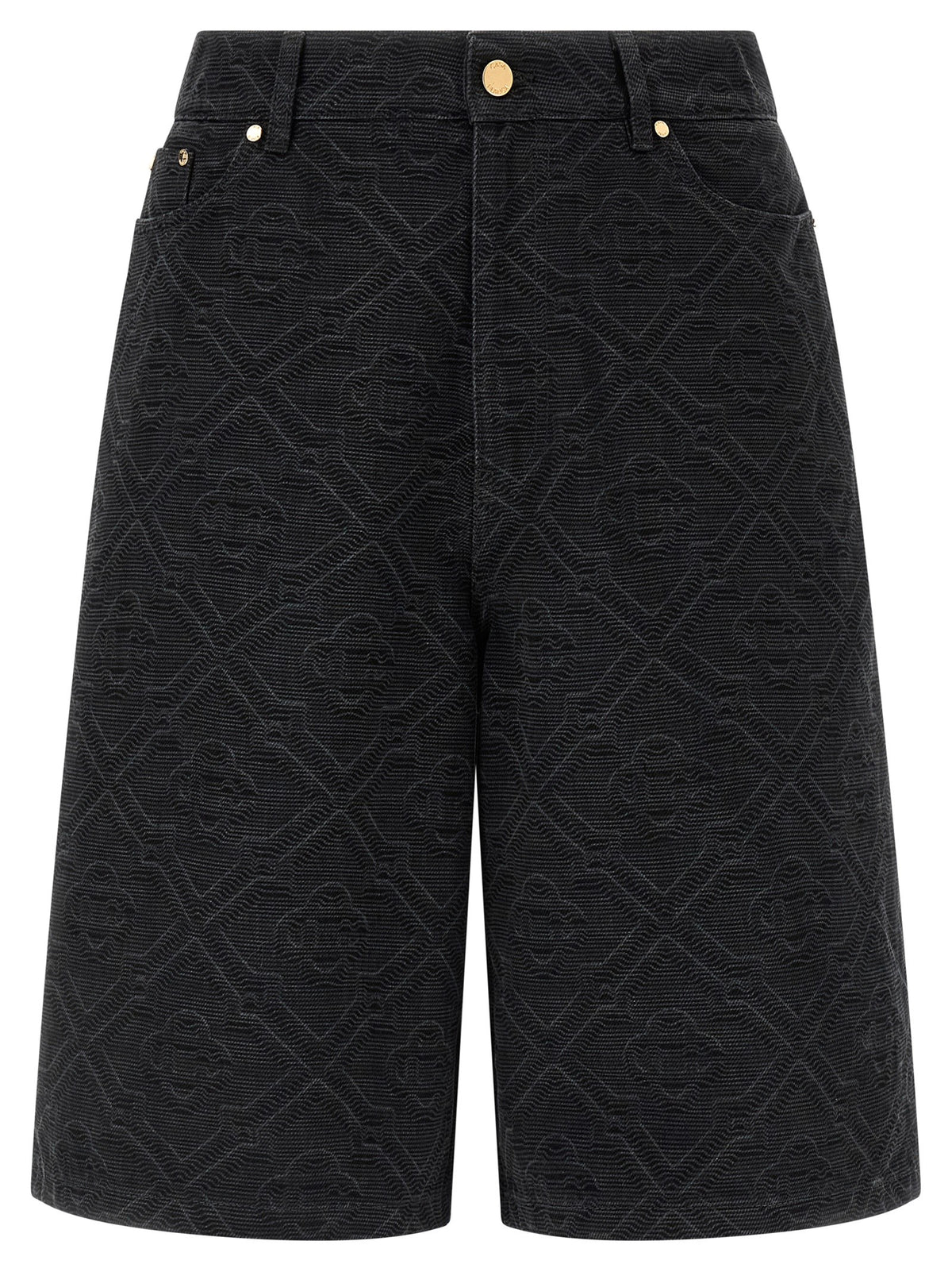 Casablanca Laser Monogram Denim Bermuda Shorts Black