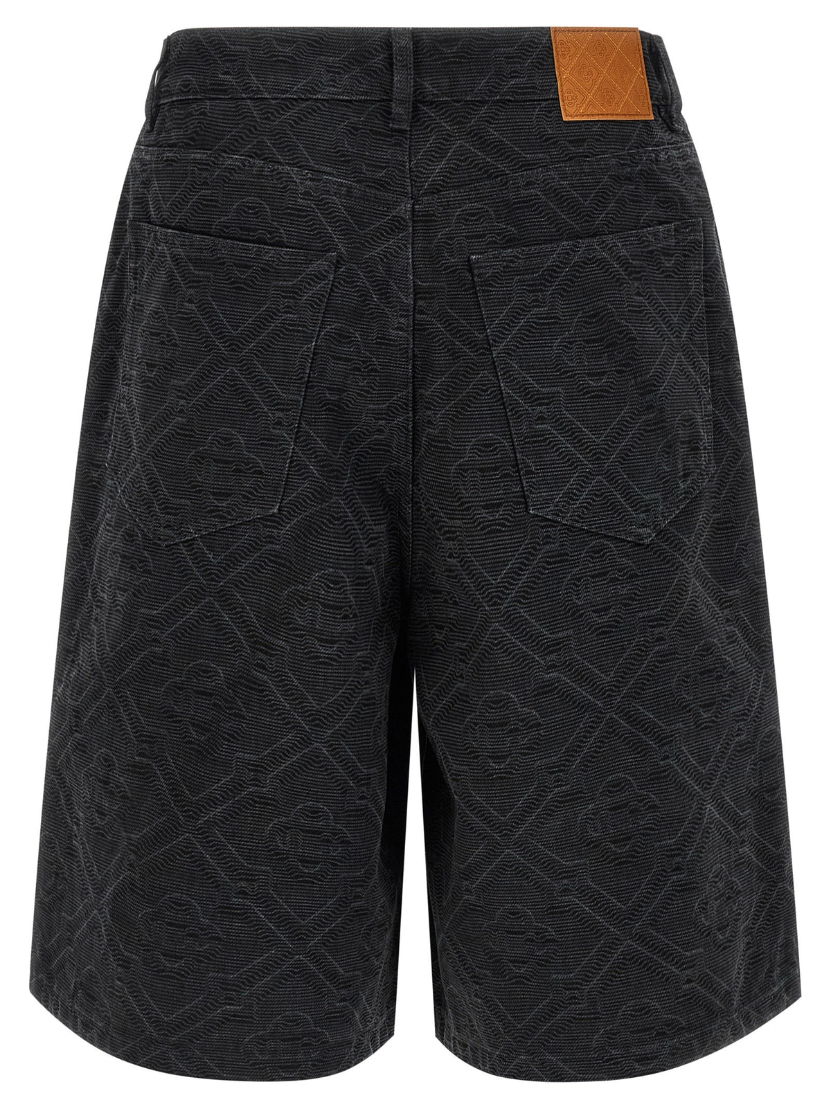 Casablanca Laser Monogram Denim Bermuda Shorts Black